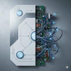 AI agent builder concept combining software controls and connected systems